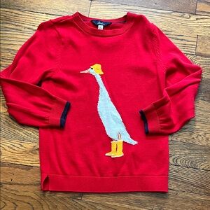Joules Red Crewneck Sweater with Duck Design